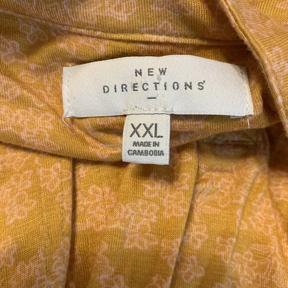 New Directions Women Plus Size XXL Yellow Multicolor Floral Print Stretch Blouse - Picture 4 of 6